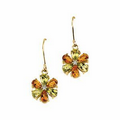 14K Yellow Gold Genuine Citrine and Peridot .04 CTW Diamond Earrings